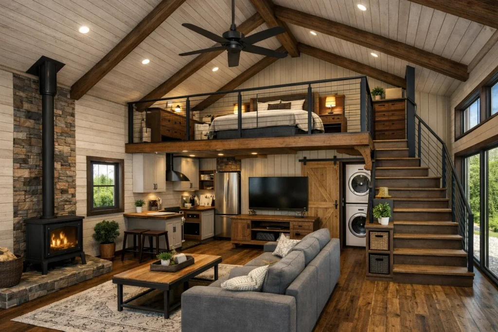 Loft Barndominium Plan (800–900 sq. ft.)
