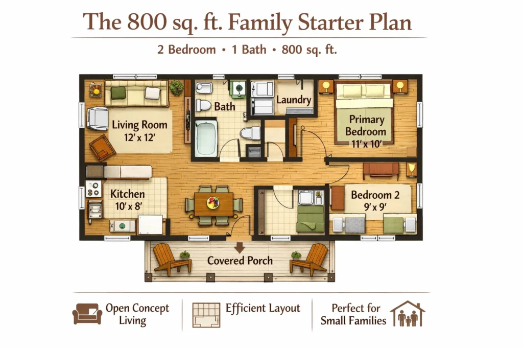 The 800 sq. ft. Family Starter Plan