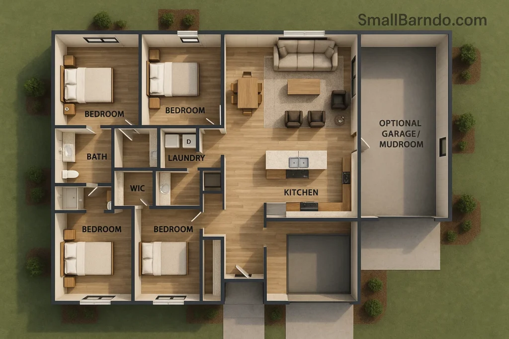 The 10 Most Spacious 4 Bedroom Barndominium Floor Plans for Families