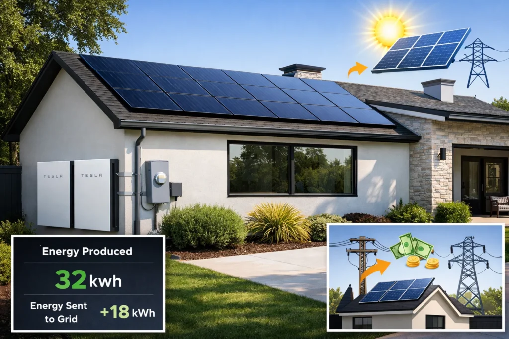 By fully integrating Tesla Solar and a Powerwall battery