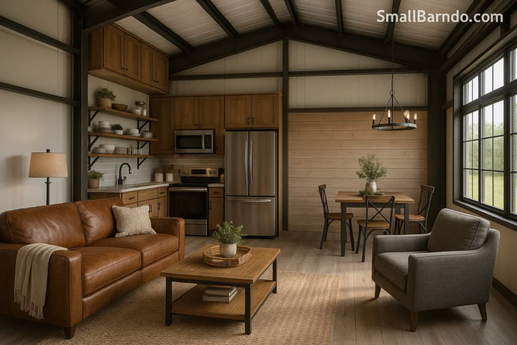 Clever Designs Inside Small Barndominium Homes for Max Space