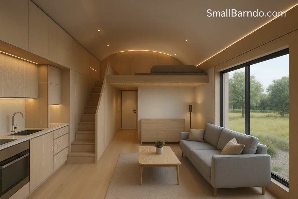 The Futuristic Tesla Tiny House Interior Design Integrating Powerwall & Smart Systems