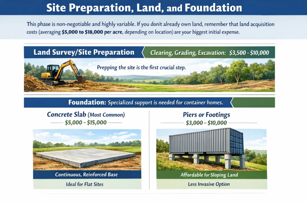 Site Preparation, Land, and Foundation