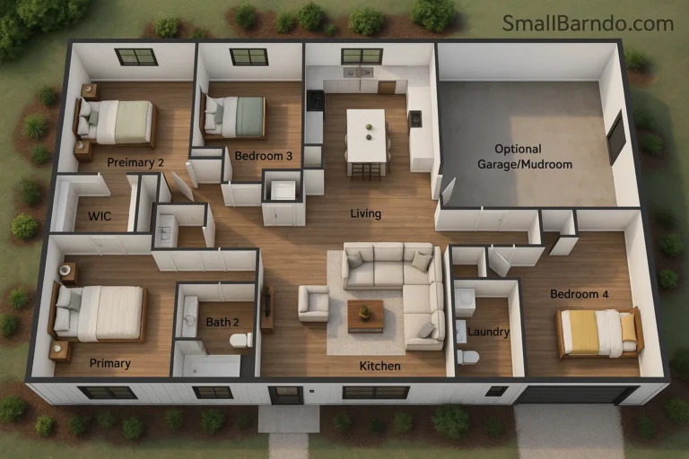 The 10 Most Spacious 4 Bedroom Barndominium Floor Plans for Families