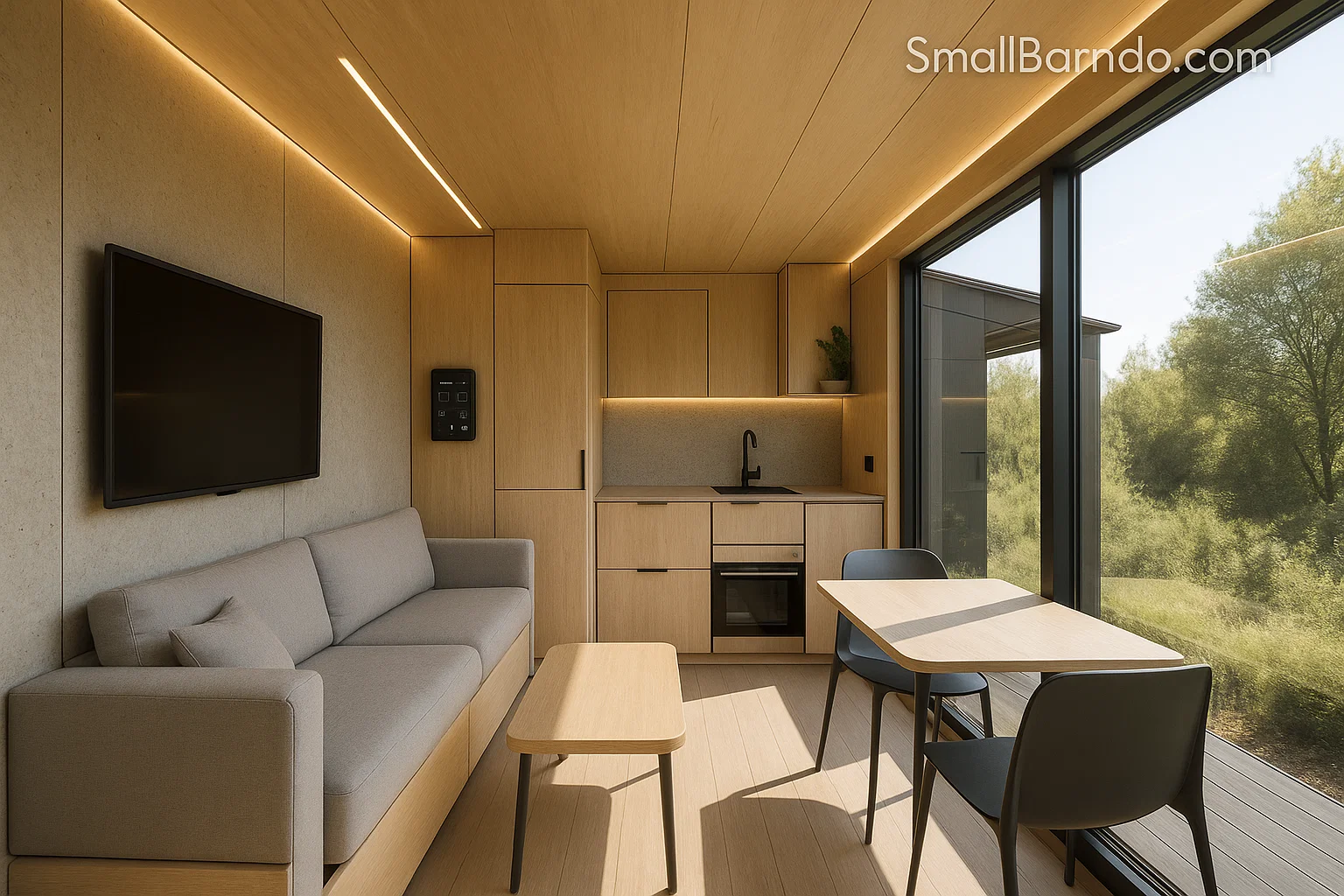 The Futuristic Tesla Tiny House Interior Design Integrating Powerwall & Smart Systems