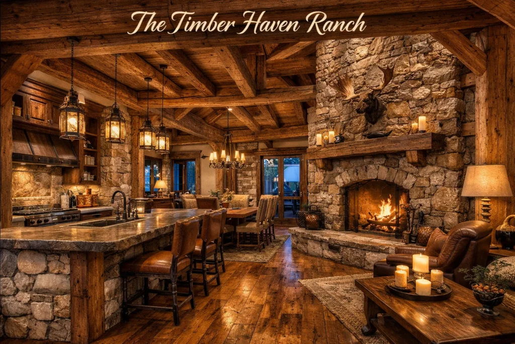 A masterpiece of craftsmanship, this home combines exposed wooden beams with stone foundations for an authentic, old-world appeal.