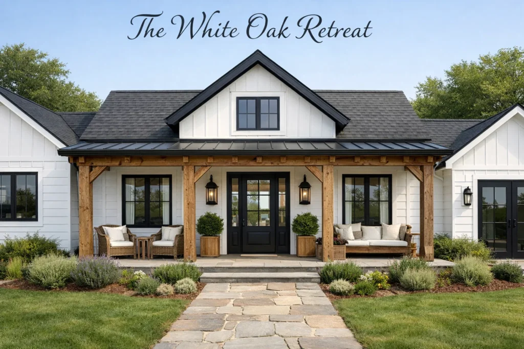 With its airy interiors and whitewashed façade, this ranch strikes a beautiful balance between vintage and modern farmhouse design.