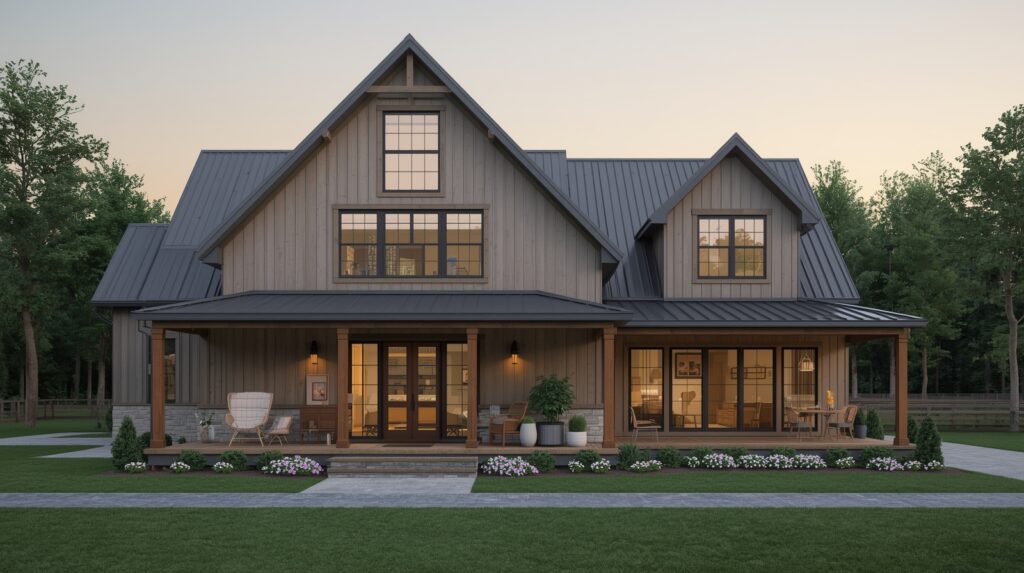 farm house plans​​ Rustic Charm Meets Modern Comfort