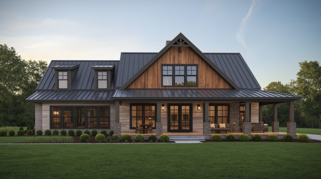 farm house plans​​ Rustic Charm Meets Modern Comfort