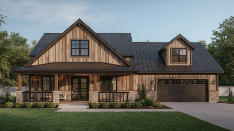 farm house plans​​ Rustic Charm Meets Modern Comfort