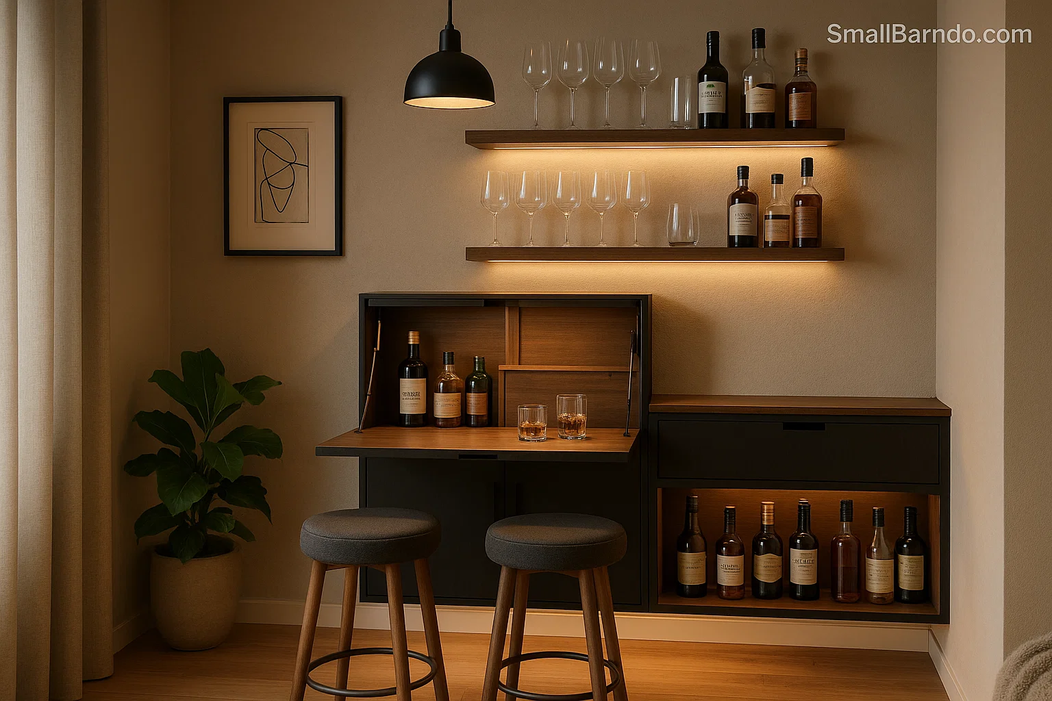 20 Ingenious Small Home Bar Ideas for Corners, Closets, and Kitchens
