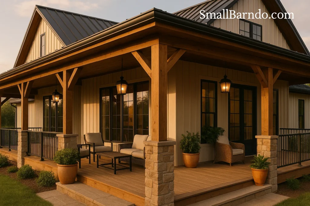 35 Breathtaking Barndominium Porch Ideas Photos, Designs, and Materials