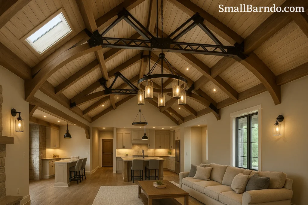 35 Dramatic Barndominium Ceiling Ideas Vaulted Designs and Wood Beam Finishes
