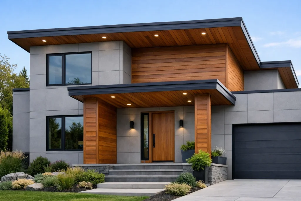 Fibre Cement Panels and Warm Wood Accents