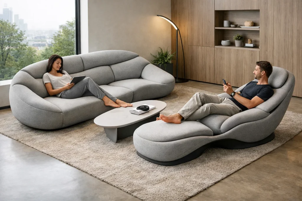 In 2026, we use data to design furniture. Instead of a standard bulky sofa, look for pieces designed using "human-flow" algorithms. These pieces are shaped to support your body perfectly while occupying 20% less floor space than traditional furniture.
