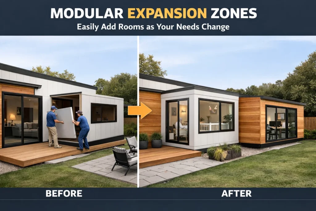 Build your house with "knock-out" panels. If you decide you need a nursery or a home office in three years, these pre-engineered sections make it easy to "plug in" a new modular room without a full-scale renovation.